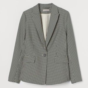 H&M Fitted Houndstooth-patterned Blazer